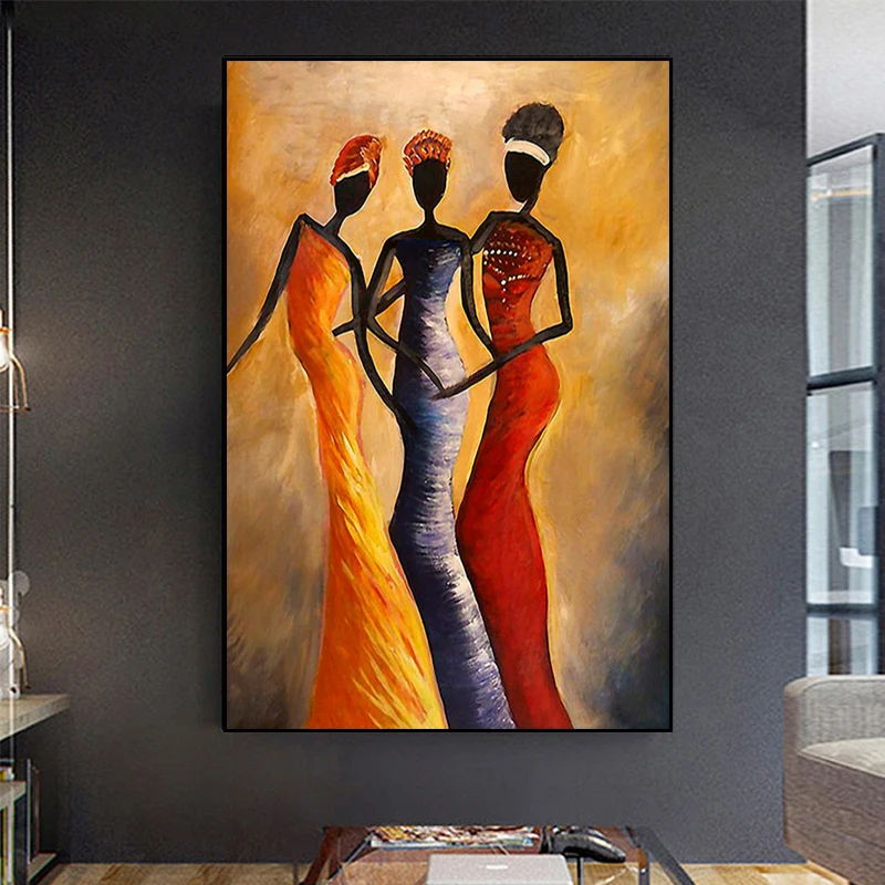 

Vintage African Woman Portrait Canvas Paintings Scandinavian Abstract Art Posters And Prints Living Room Home Decoration Picture