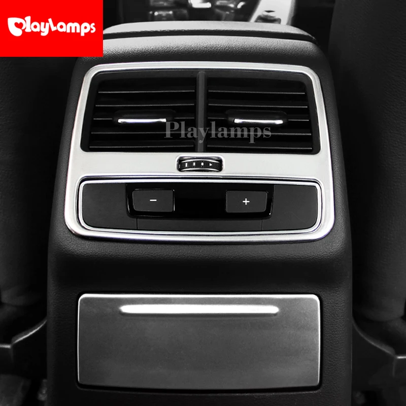 

Car styling Rear air conditioning vent decorative frame air outlet trim stickers Covers For Audi A4 B9 2017
