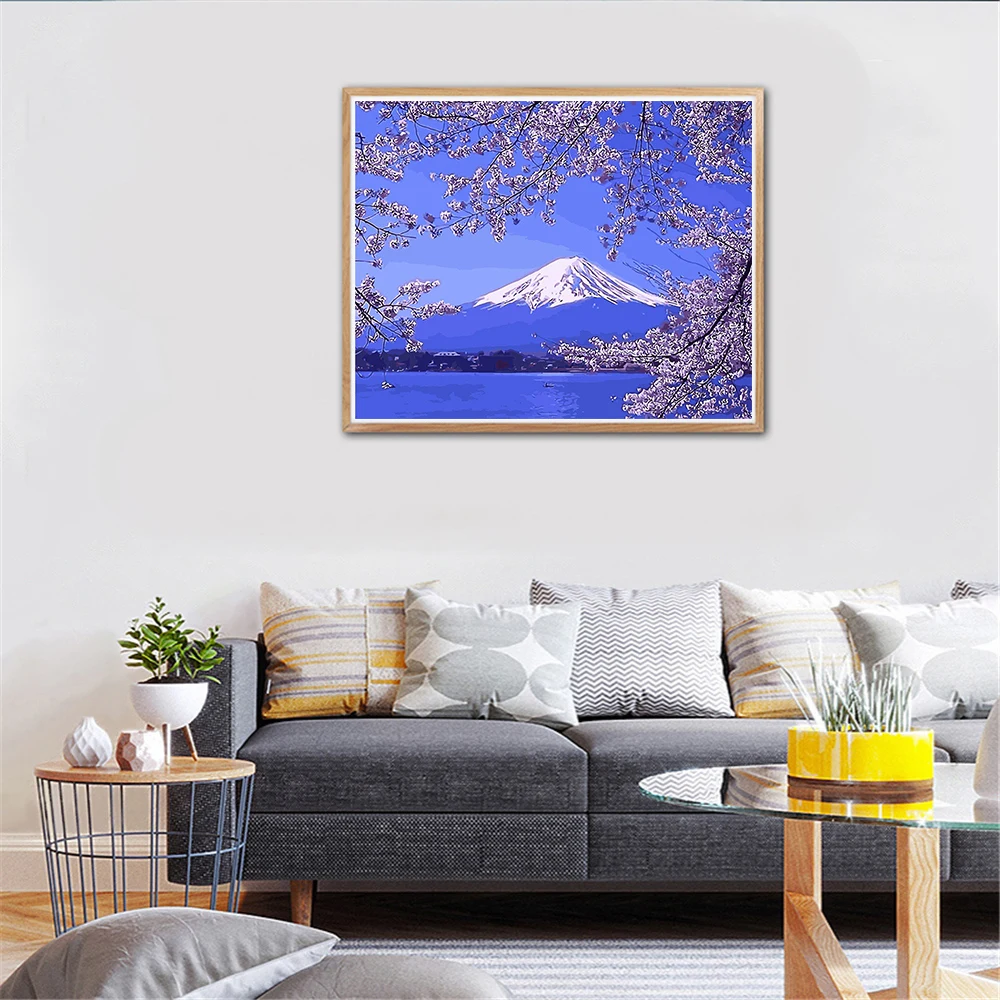 

Digital painting kit DIY oil painting without frame for home decoration Mount Fuji 40 x 50cm