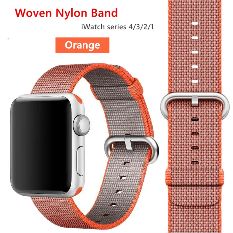 orange Нейлоновый ремешок для apple watch band 42 мм 38 мм iWatch 4 Band 44 мм 40 мм браслет ремень Спортивная петля ремешок для apple watch 4 3 2 1 - Цвет ремешка: orange