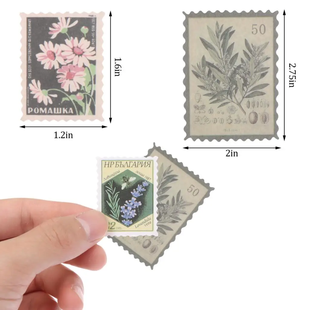 

Штампы-наклейки для журнала, скрапбукинга, блокнота, ремесла, винтажные почтовые штампы, набор наклеек в виде хлопьев, животных, растений, ле...