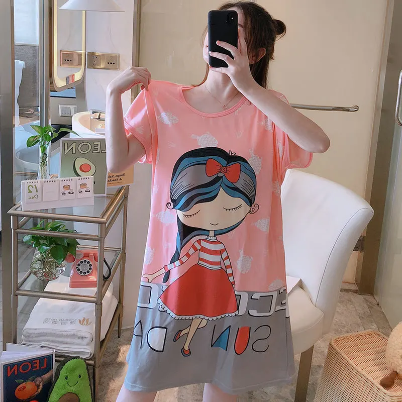 Sanderala женские футболки с принтом в виде ночная рубашка Летняя Sleepdress изящное