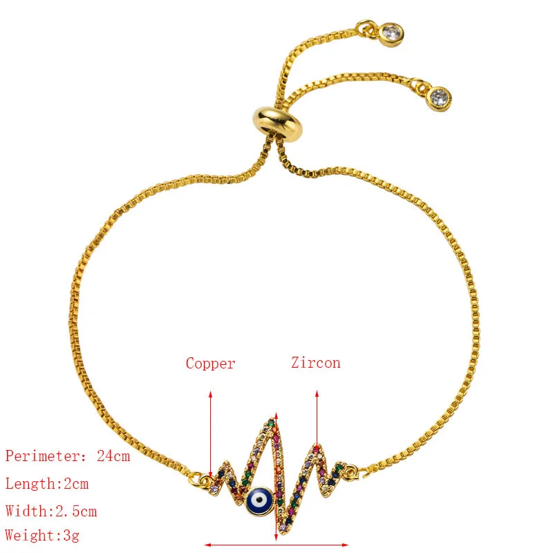 

GRAPES Chain Color Gold Evil Eye Charms Bracelet Crystal Lightning Shape Beads Link Chain Bracelets For Women Girl Jewelry Gifts