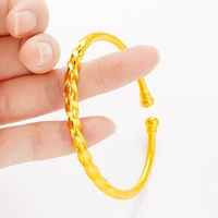 vamoosy 24k gold opening bracelets for women bangle wristband cuff open bracelets wedding party charms heart lover jewelry