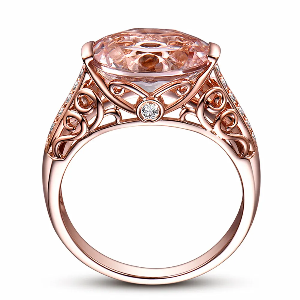 Винтажная мода - кольца с морганитом, шампанским, драгоценными камнями и бриллиантами для женщин, ювелирные изделия из розового золота 14K, украшения, бижутерия, кольца, подарки на вечеринку.