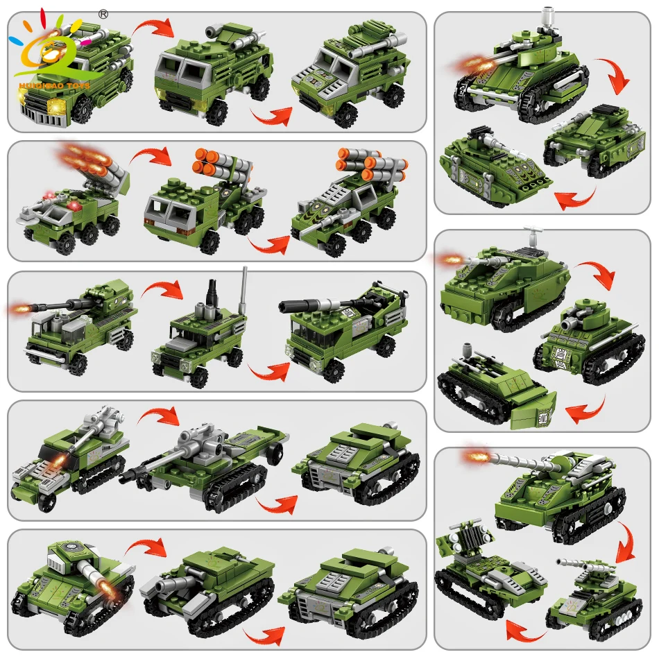 Конструктор грузовик времен Второй мировой войны 8 в 1 992 блоков с фигурками