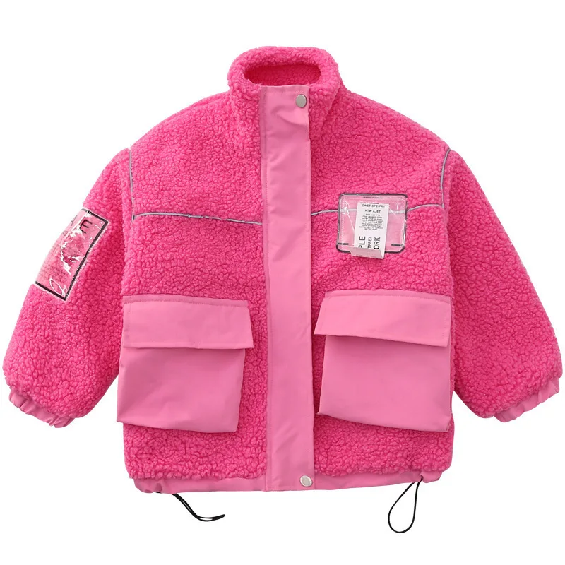 

Girls Baby's Coat Jacket Outwear 2021 Casual Thicken Winter Plus Velvet Warm Cotton Fleece High Quality Children's Clothing