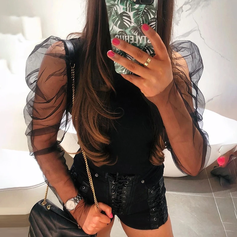 Женский Винтажный кружевной пуловер элегантный повседневный сетчатый