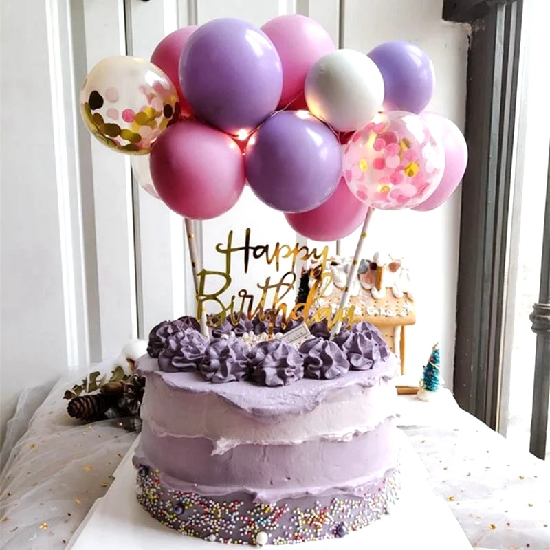 

1set 5inch Confetti Balloon Cake Topper Birthday Party Decor 1st Baby Shower Kids Wedding Anniversary cake Decorating Cake Tools