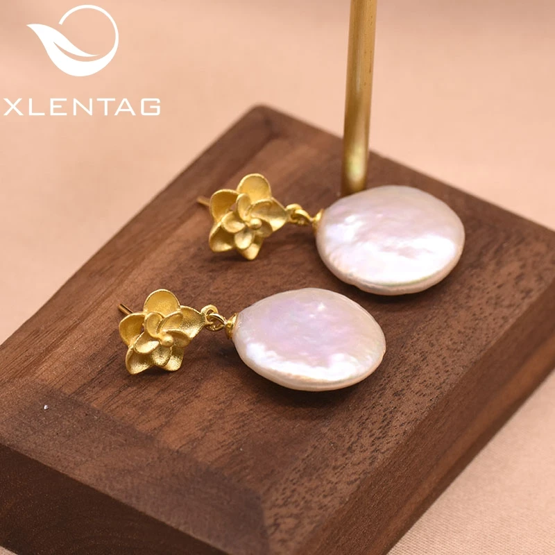 Женские Висячие серьги XlentAg из натурального круглого жемчуга в стиле барокко с