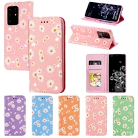 glitter leather case for galaxy a21s m21 a11 a41 a31 m31 a51 a71 5g s10 note 10 lite s20 cute little daisy magnetic wallet shell