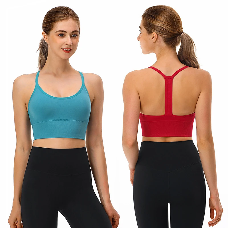 

Women Sports Bra Y Type Crop Tops Gym Fitness Yoga Bra Solid Color Sexy Sports Wear Women Top Removable Chest pad Sports Bras