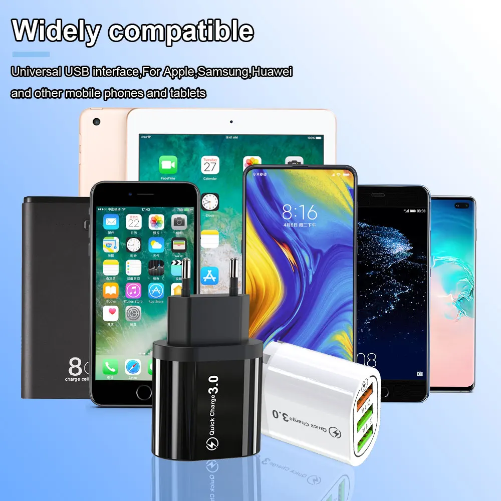 Зарядное устройство USB Vanniso 3 для быстрой зарядки iphone X 7 8 samsung A30 Xiaomi Redmi K20 настенное
