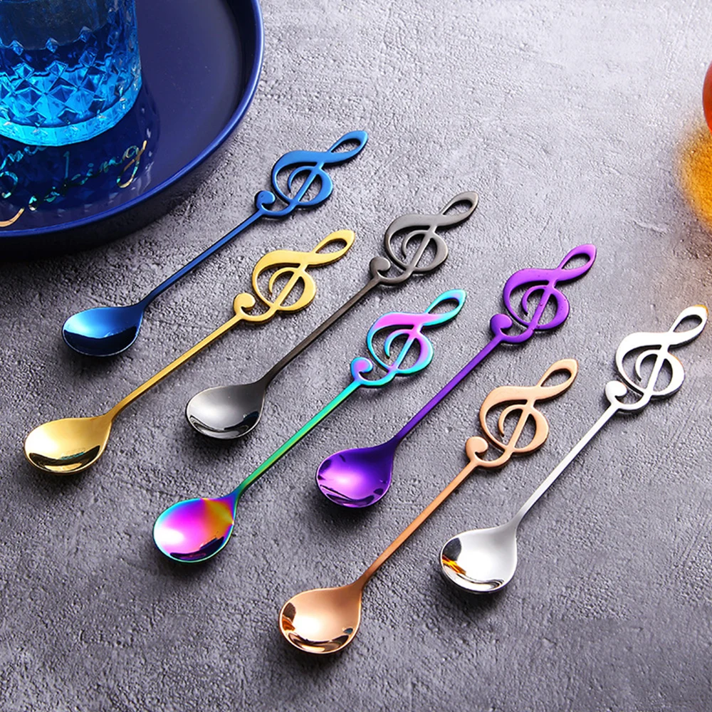 1 шт. ложка из нержавеющей стали креативная посуда музыкальная нотка молочный