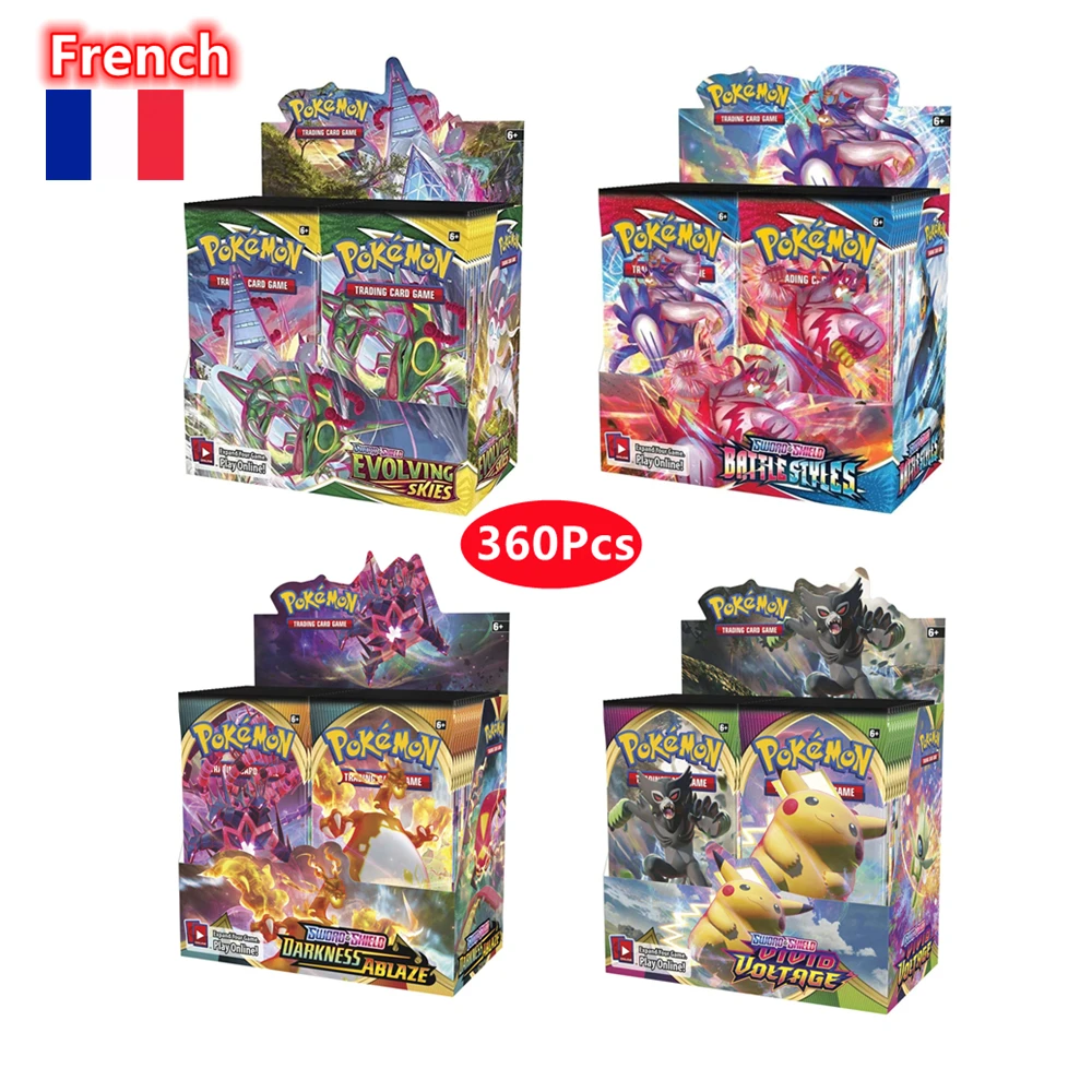 

2021 Newest French Pokemon Cards 360Pcs Pokémon TCG: Sword Shield Darkness Ablaze Booster Box Trading Card Game Collection Toy