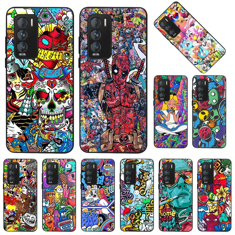 Черный мягкий чехол для Realme 8 6 7 X7 Pro GT Neo V13 V15 C15 C21 C20 C11 C25 телефона C20A C21Y Master граффити