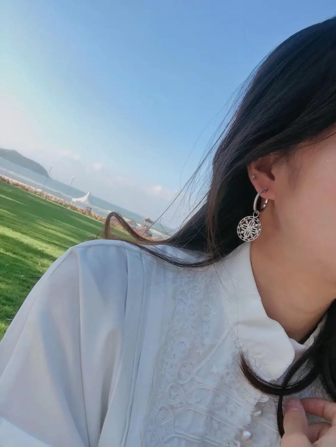 1 шт. женские круглые серьги капли с полой звездой и крестом S925 Pin AAA циркон мандала