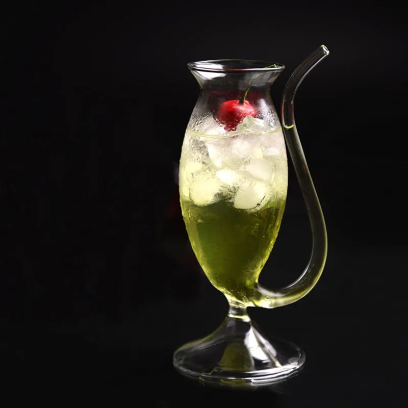 2 шт. креативные питьевые стеклянные кофейные чашки с соломой для коктейля вино