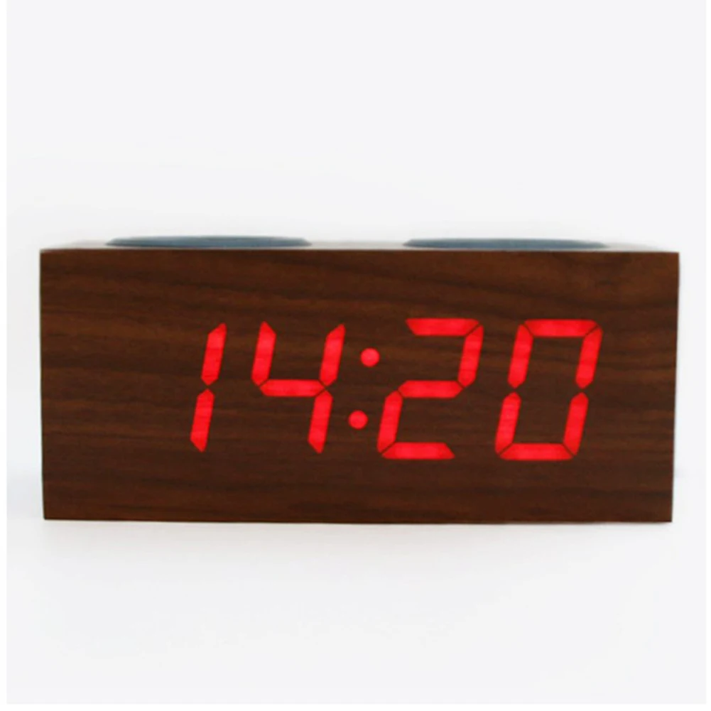 

New Digital Alarm Clock 12/24H LED Moment Wood Desk Clock Time/Date/Temperature Display, Snooze, Sound Control Electric Clock