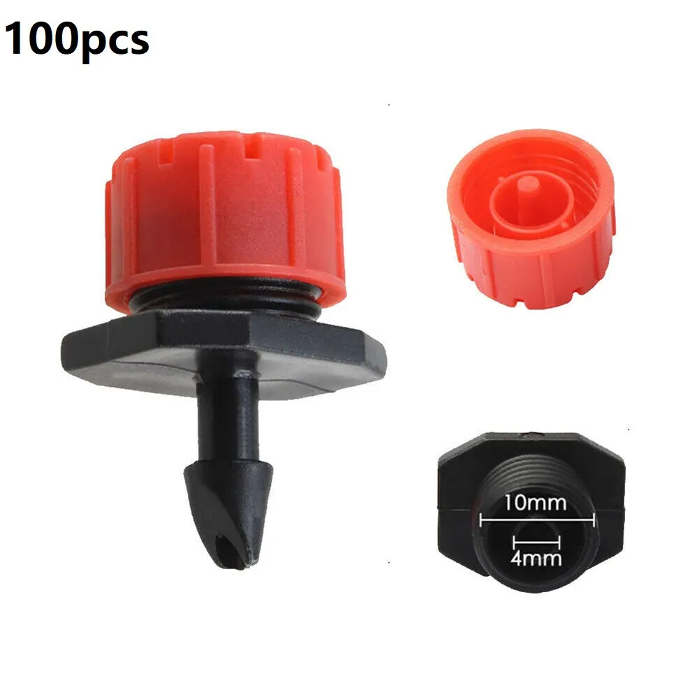 

Flow 100pcs Garden Dripper PP 0-70L/H 4mm 8 Holes Adjustable Practical