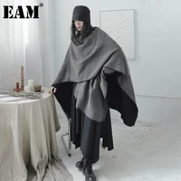 eam women black gray keep warm long casual temperament scarf new long personality fashion tide autumn winter 2021 1dd0798