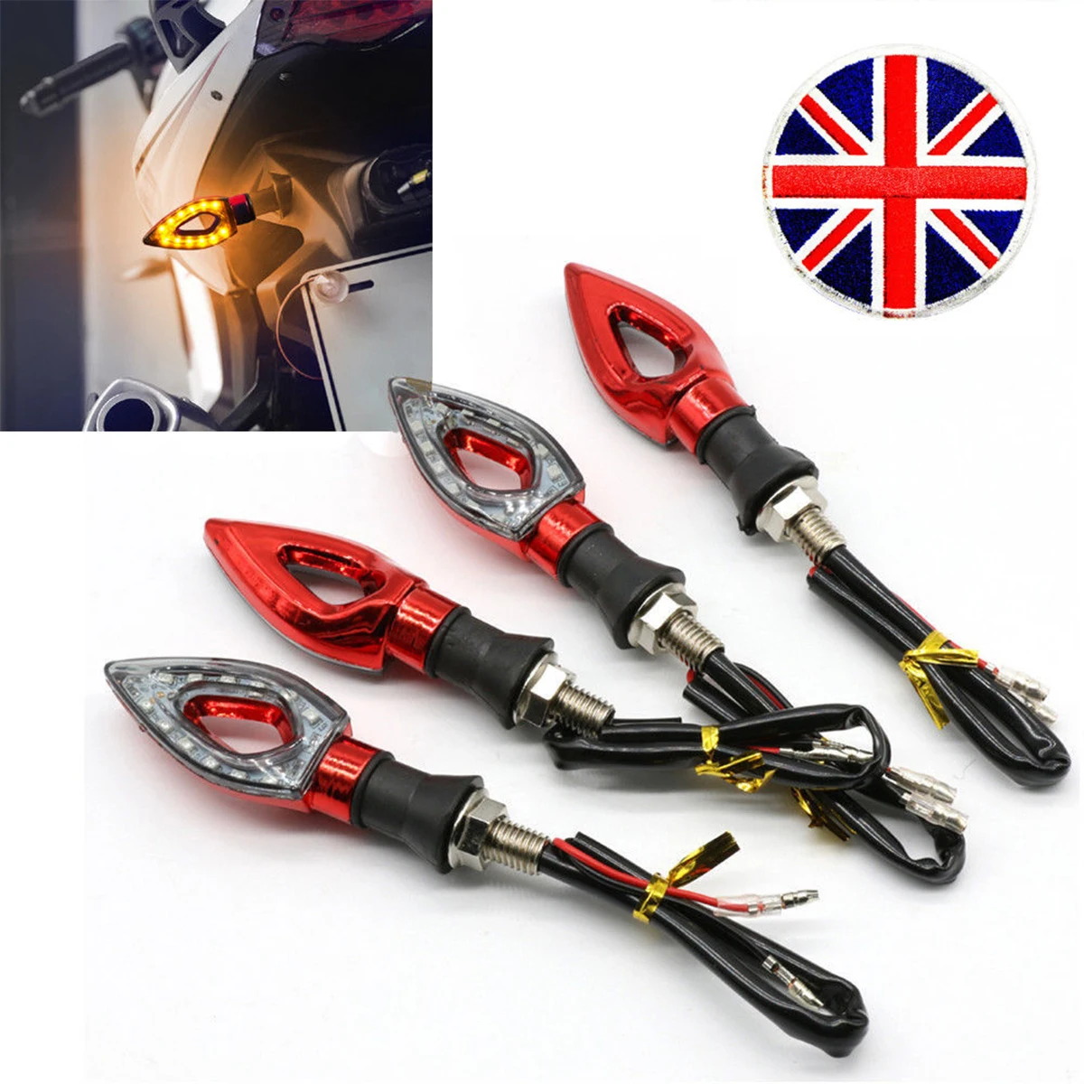 Универсальный 12В 4 шт. Янтарный светодиодный индикатор поворота мотоцикла