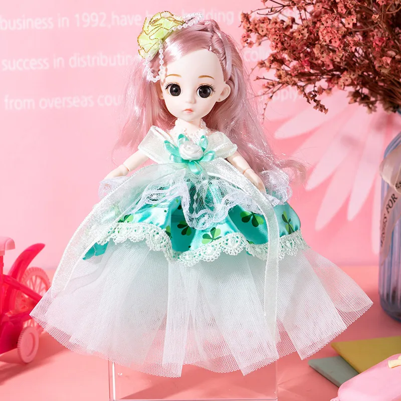 

New BJD Doll 16cm Princess Doll 3D Eyes 22 Joints Movable 1/12 Fashion Wedding Series Set Girl Play House Dress Up Toy Gift