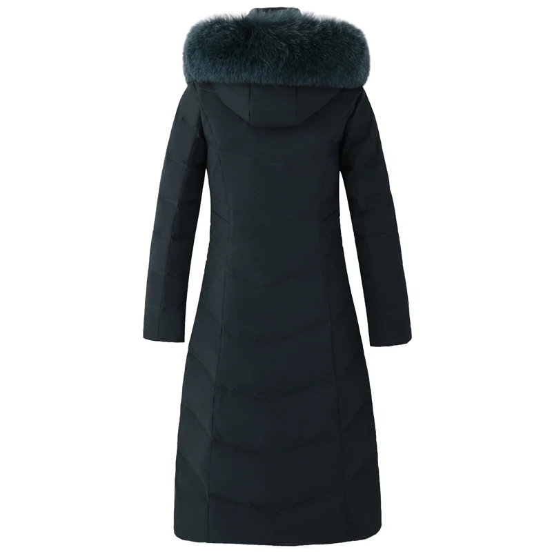 

Fur X-Long Collar Real Coats Hooded Plus Size 6XL Snow Outwear White Duck Jacket Women Winter Down Parka