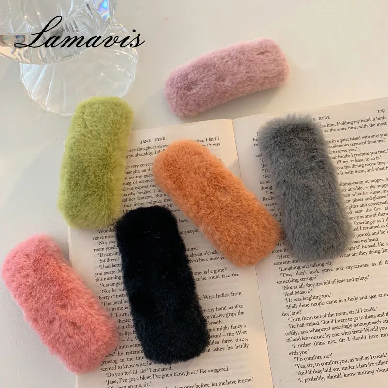 

All-Match Plush Hairpin Candy Color Imitation Rabbit Fur Bangs Clip Net Red Hairpin Top Clip Hair Accessories Female