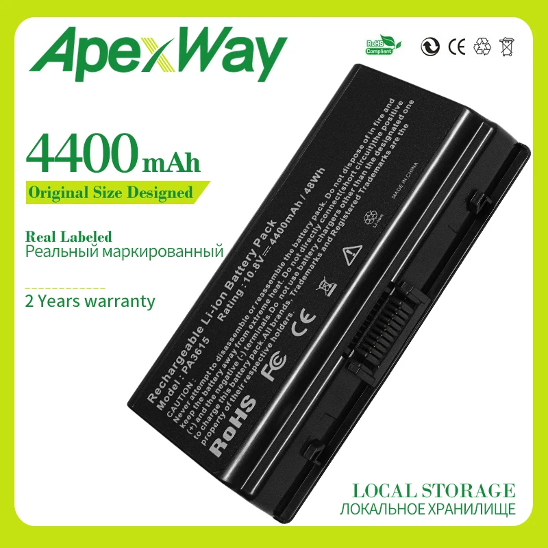 Apexway 4400 мАч аккумулятор для ноутбука Toshiba PA3615U 1BRM 1BRS PABAS115 Equium Satellite Pro L40 L45 S7xxx|battery for
