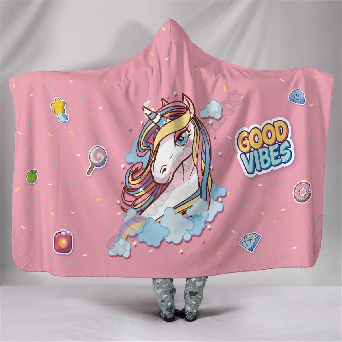 

I'm a Unicorn Funny Animal Hooded Blanket 3D Printed Cozy Soft Throw Blanket Adult Women Men Wearable Throw Blankets