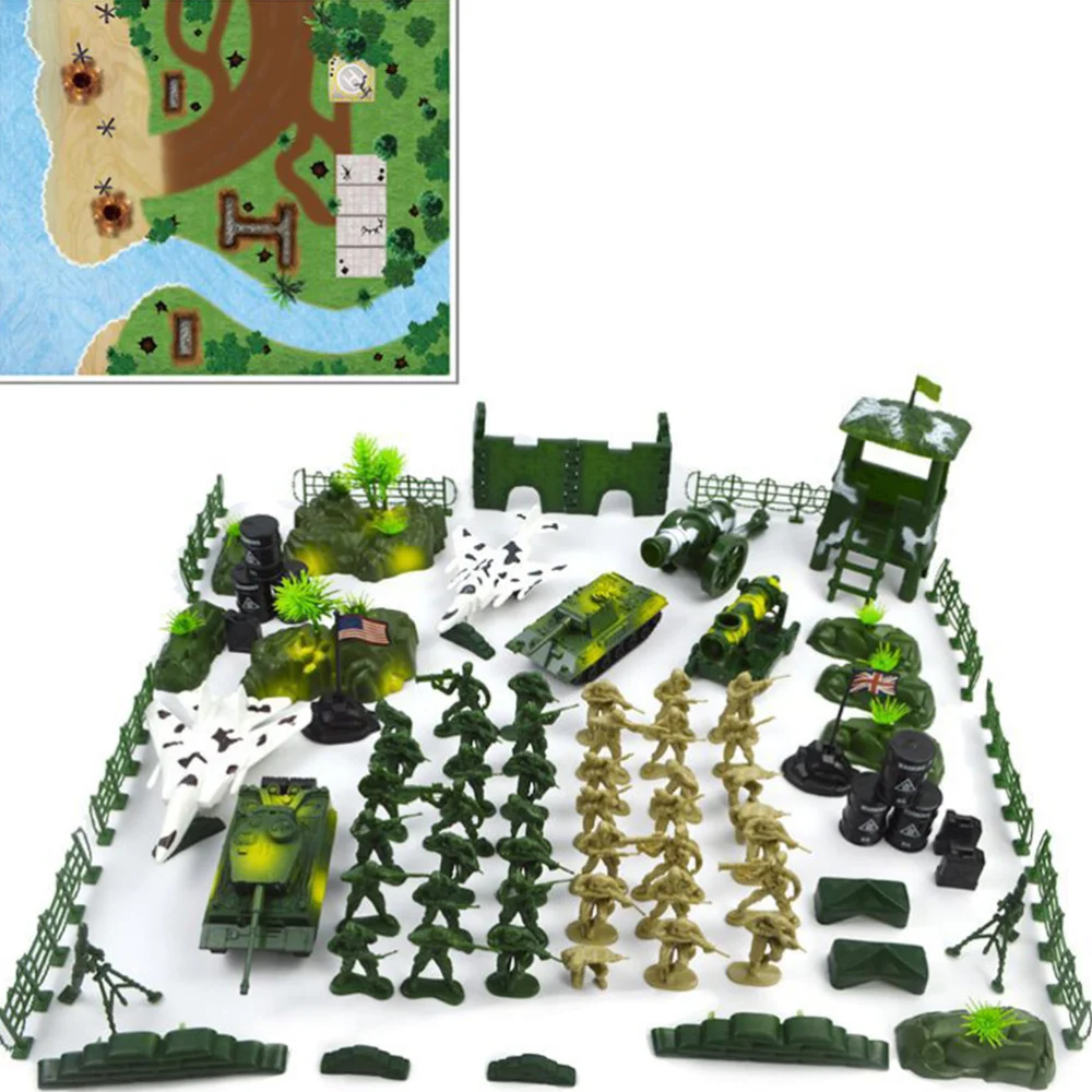 

90Pcs DIY Soldier Model Simulation Sand Table Scene War Scene Green