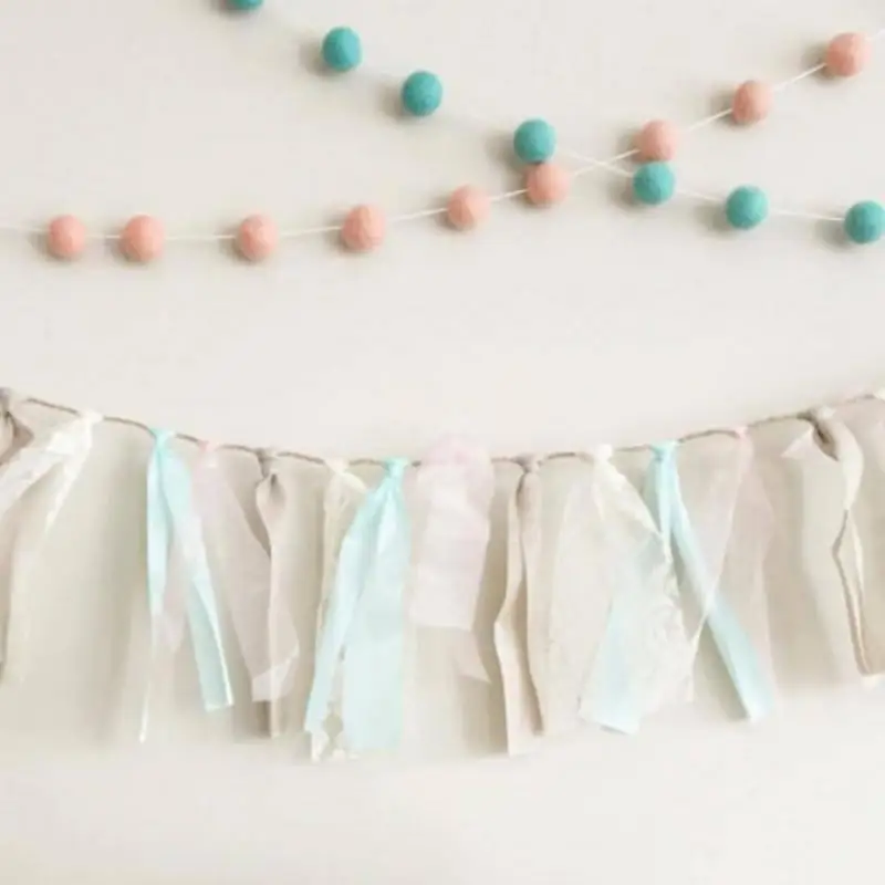 1 шт. домашняя детская девушки украшение помещения Macaron с меховыми помпонами для