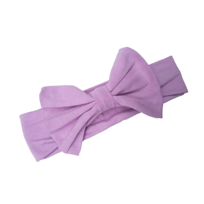 light purple Детская повязка на голову с бантом; Вязаная хлопковая детская эластичная повязка на голову для девочек; тюрбан для девочек; Летние повязки на голову; Бандо; bebe - Цвет: light purple