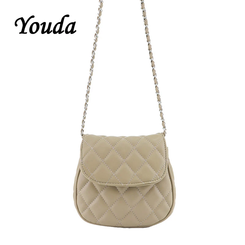 Youda/Модная стильная женская сумка мессенджер на цепочке простая однотонная из