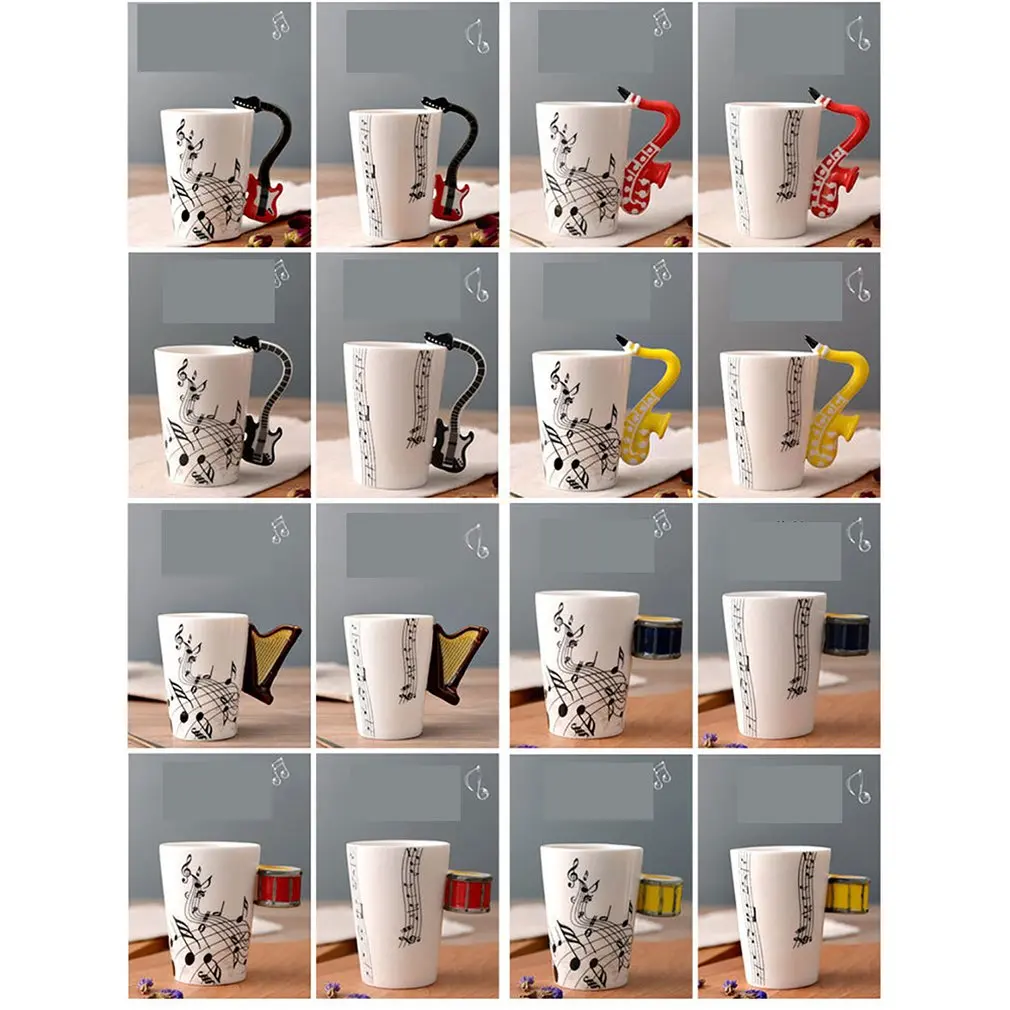 

Guitar Ceramic Mug Cup Personality Music Note Milk Juice Lemon Mug Coffee Tea Hot Drinking Cup Home Office Drinkware