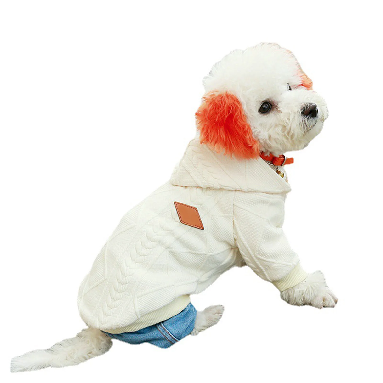 

Свитер с капюшоном для домашних животных, зимняя теплая мягкая одежда, вязаный свитер, застежка-молния для маленькой детской модели