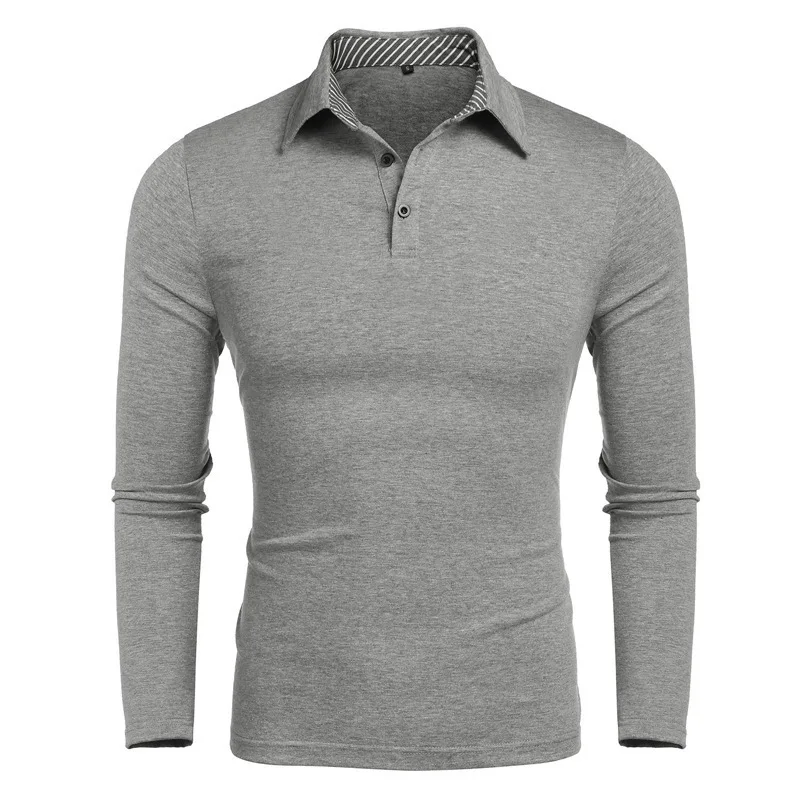 

Long sleeve POLO shirt new winter fashion pure color sleeve body man lapel