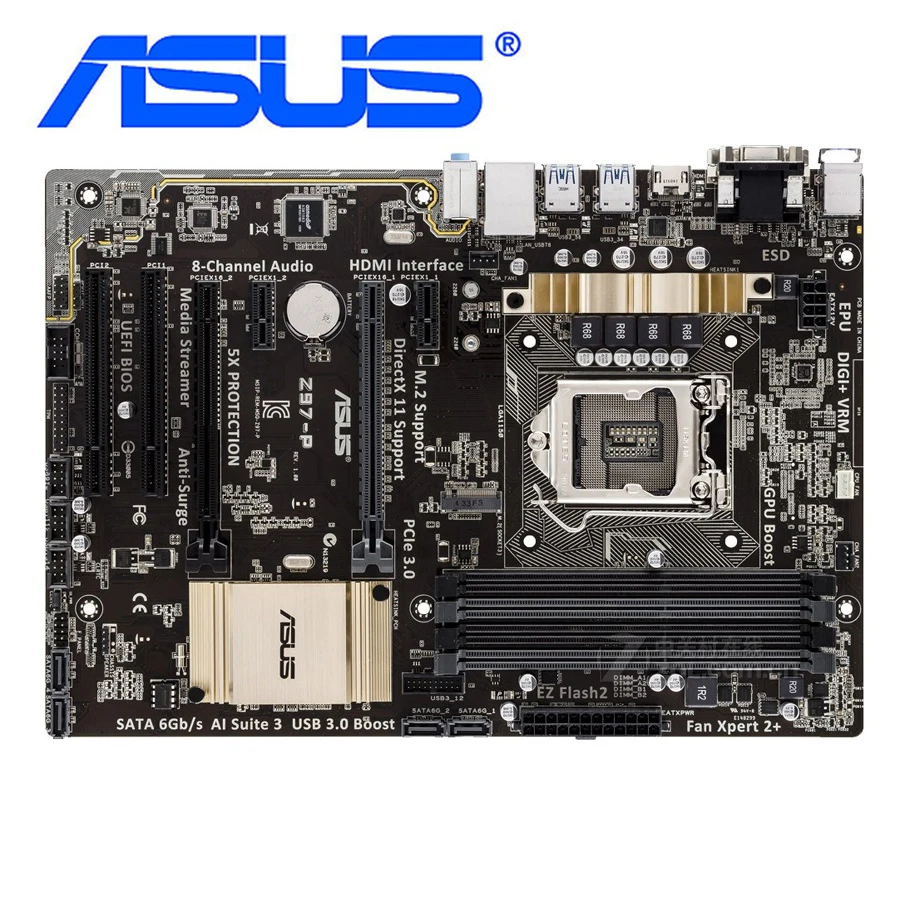 Материнская плата LGA 1150 DDR3 Z97 для ASUS 100% оригинальная материнская USB 3 0 32G Z97P
