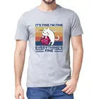 Футболка унисекс из 100% хлопка с надписью I'm Fine All is Fine, кошка с ножом для объятий, подземелье, забавный подарок, летняя мужская футболка, женская футболка