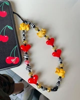 new acrylic popcorn heart bead mobile phone hanging chain cellphone charm wrist strap anti lost lanyard acrylic cord accessories