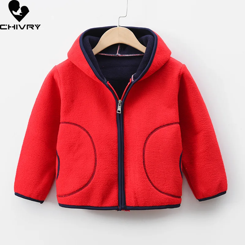 

Baby Boys Girls Wool Hooded Zipper Coat Outwear Sweatshirt 2021 Autumn Winter Kids Warm Soft Fleece Jackets Children Clothing