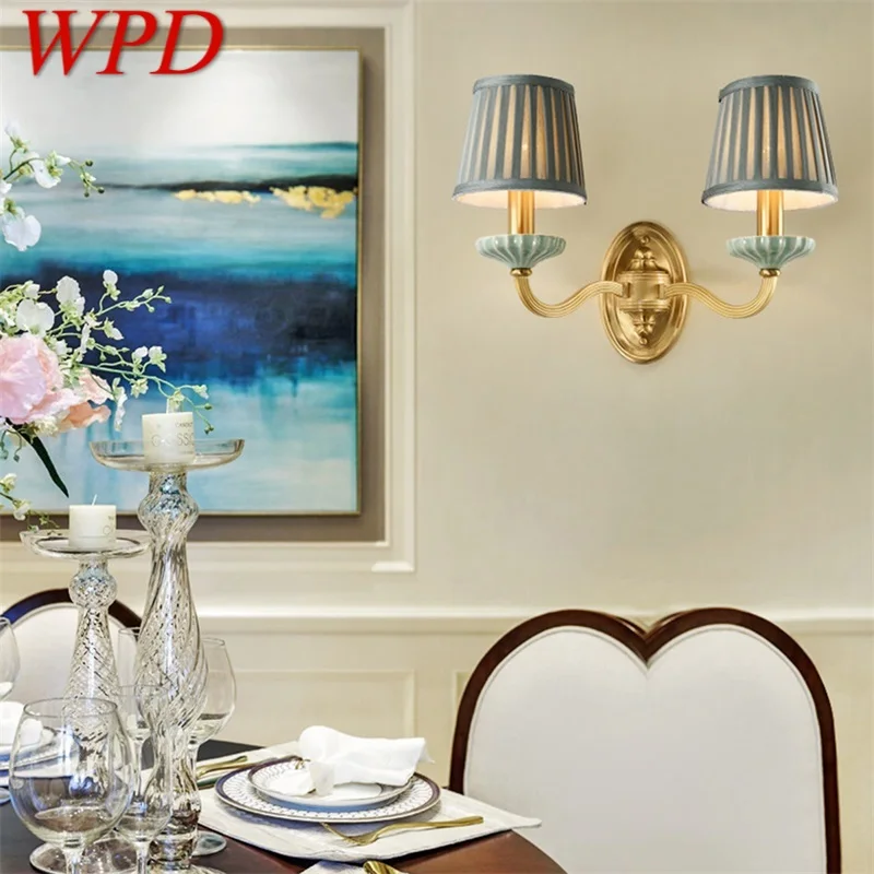 

Комнатные настенные лампы WPD, латунные светильники, роскошные керамические Современные тканевые светодиодсветодиодный комнатные декорати...