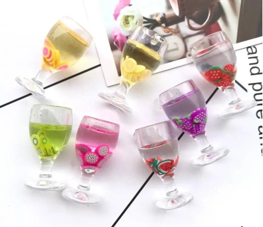 Стеклянный стакан для сока 100 шт 3D Kawaii пластиковые Модные Коктейльные Подвески для DIY Украшение-ожерелье серьги брелок для ювелирных изделий