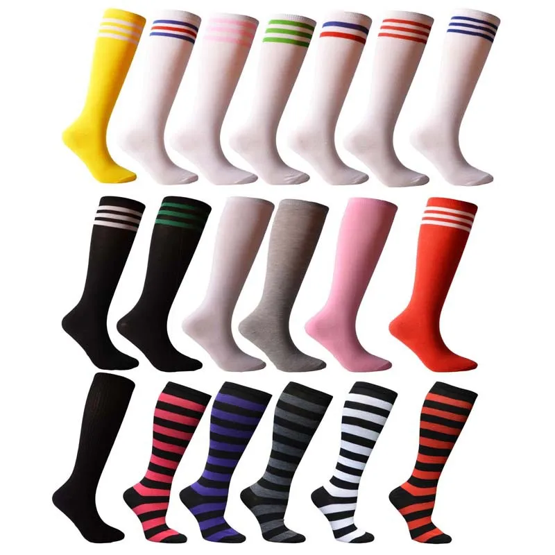 

27-color Spring and Summer Three-stripes Ladies Knee-length Calf Socks Rainbow Stripes Sexy Comfortable and Colorful Stockings