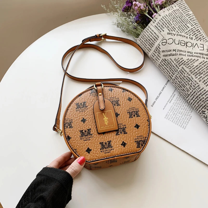 

Качественная круглая сумка на молнии для женщин, новинка 2021, модная сумка-мессенджер на одно плечо, модные женские кошельки, Сумка с каналам...