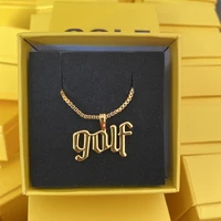 golf wang logo golden necklace art letter necklace jewelry street fashion accessories