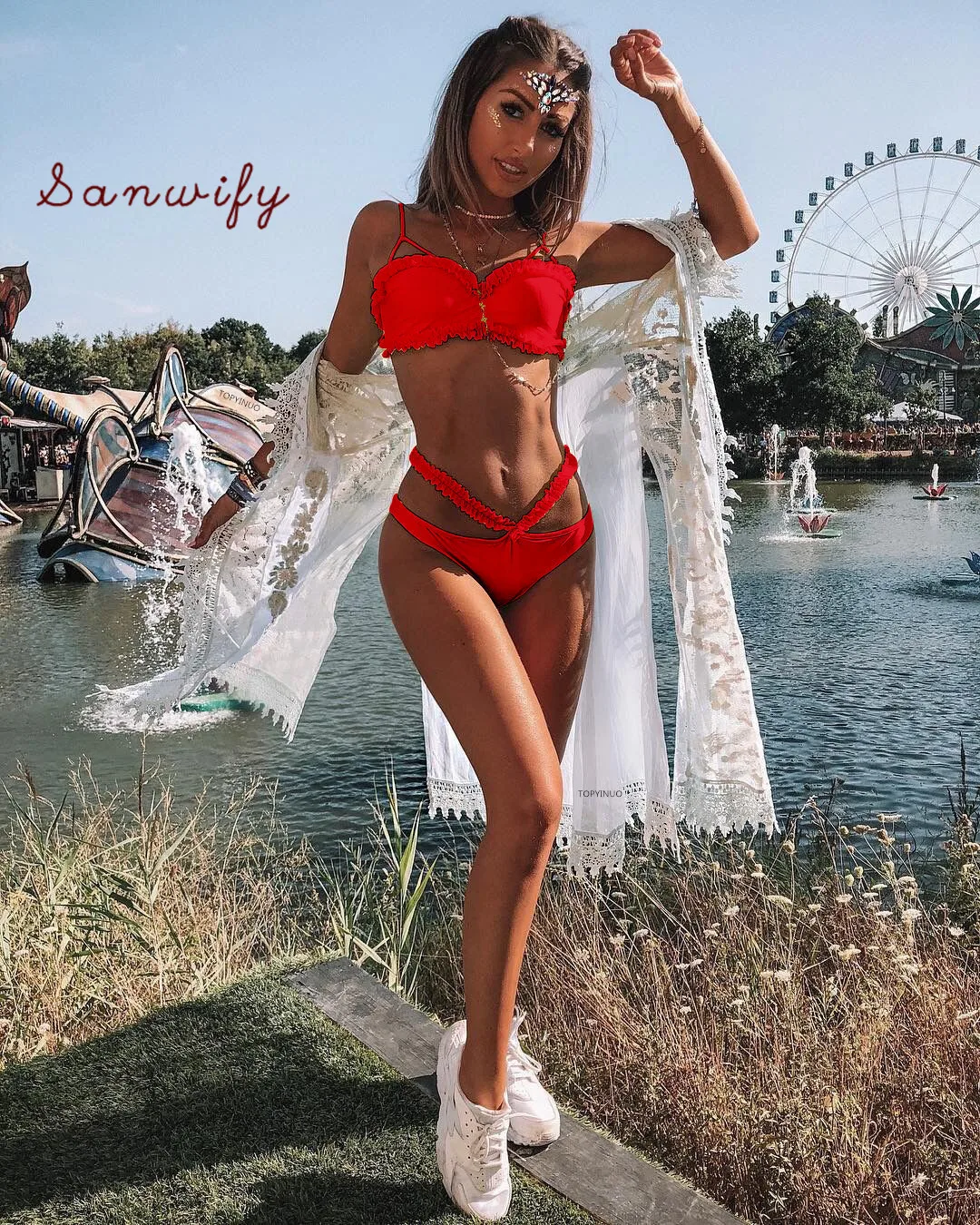 

2020 Sexy Swimwear Fashionable Bikinibikini Ladies Bikini Solid Color Lace Swimsuit Bag