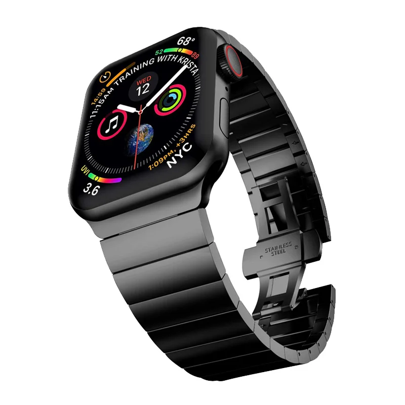 

Ремешок для apple watch band 44 мм 42 мм, металлический браслет для iwatch band 40 мм 38 мм, с пряжкой-бабочкой, series 6/5/4/3/2/1/SE