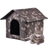 cute cat nest outdoor waterproof foldable pet house with cushion for cat dog removable and washable warm dog kennel pet supplies